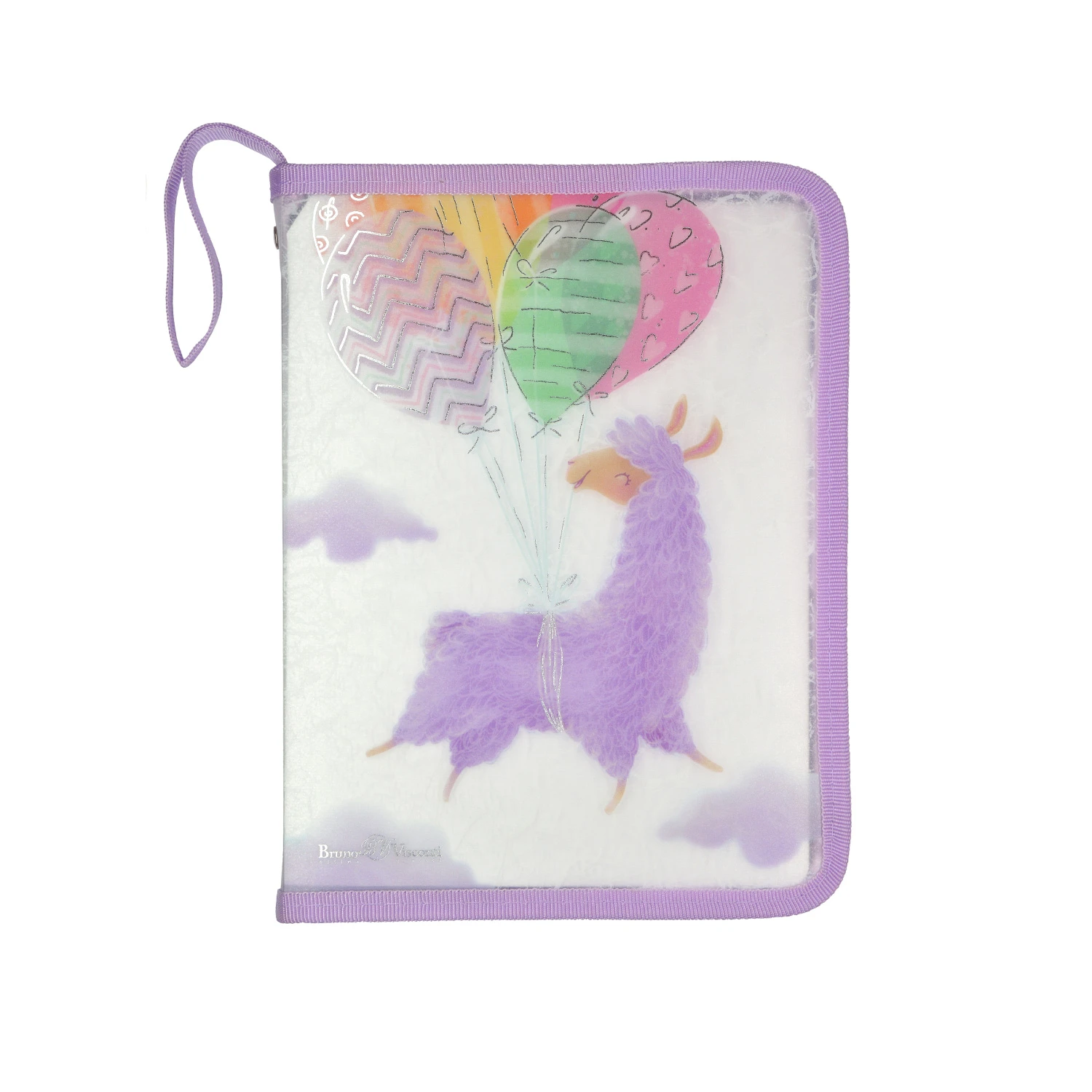 ПАПКА НА МОЛНИИ С ОКАНТОВКОЙ "ЛАВАНДОВЫЕ ЛАМЫ", А5, 2 ВИДА