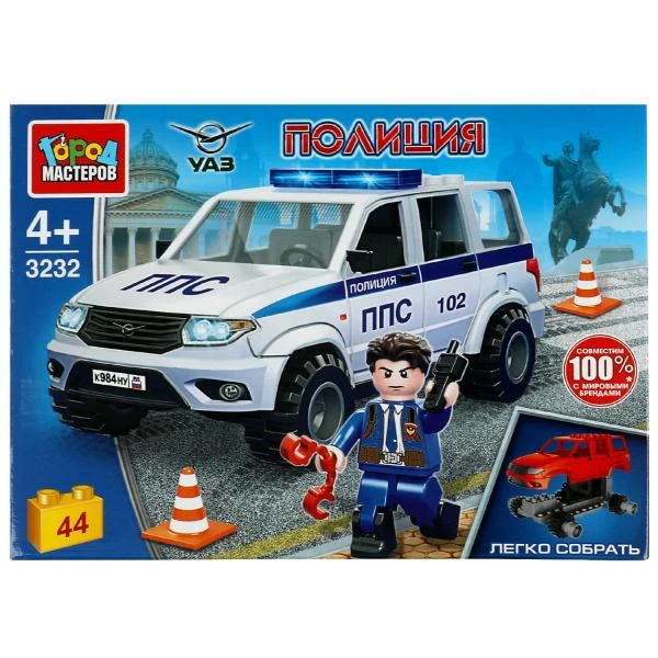 UAZ конструктор uaz patriot ПОЛИЦИЯ, 44 дет. Город мастеров