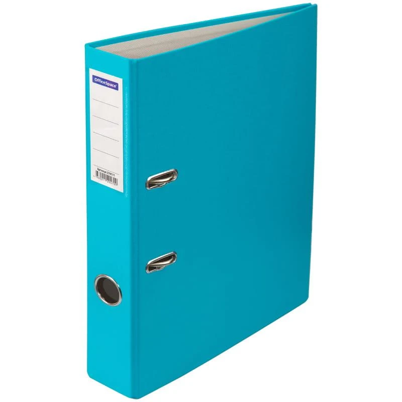 Папка-регистратор OfficeSpace, 50мм, бумвинил, с карманом на корешке, бирюзовая.