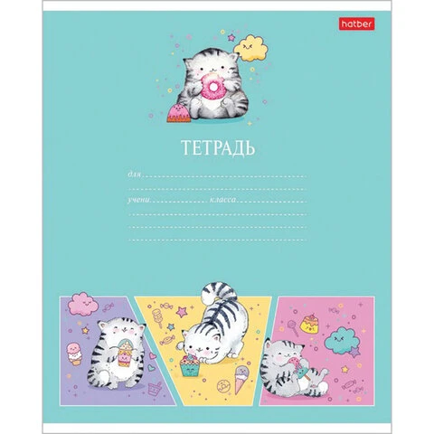 Тетрадь 12 л. HATBER клетка, обложка картон, "Приключения кота Тетрадь 12 л. HATBER клетка, обложка картон, "Приключения кота