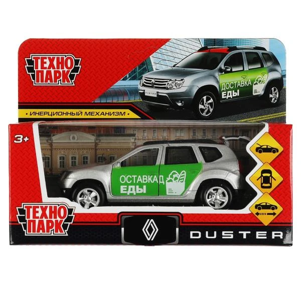 Машина металл RENAULT DUSTER ДОСТАВКА длина 12 см, двери, багаж, инерц,