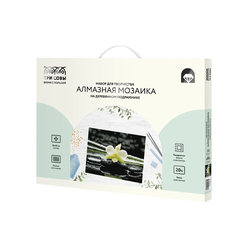 Алмазная мозаика ТРИ СОВЫ "Цветок орхидеи", 30*40см, холст на Алмазная мозаика ТРИ СОВЫ "Цветок орхидеи", 30*40см, холст на