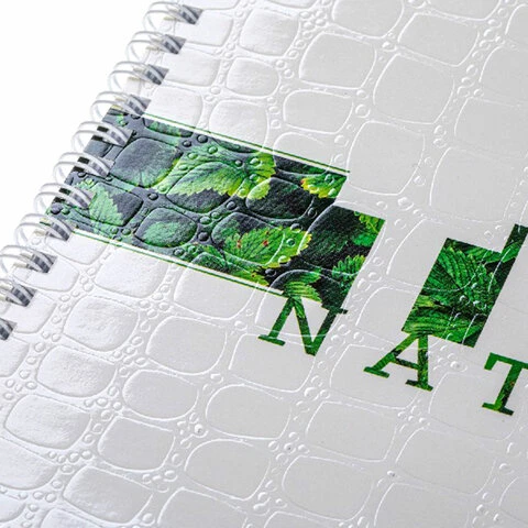 Тетрадь А4, 96 л., HATBER гребень, клетка, тиснение CROCO, "Nature" (4