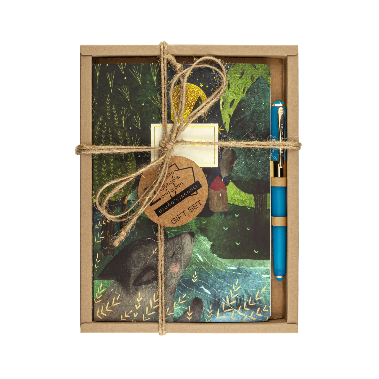 НАБОР ПОДАРОЧНЫЙ "ВОЛЧОК И ЛУНА" (ДВЕ ТЕТРАДИ BV И РУЧКА)