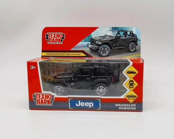 Машина металл JEEP WRANGLER RUBICON 11 см, двери, багаж, инерц, черный,