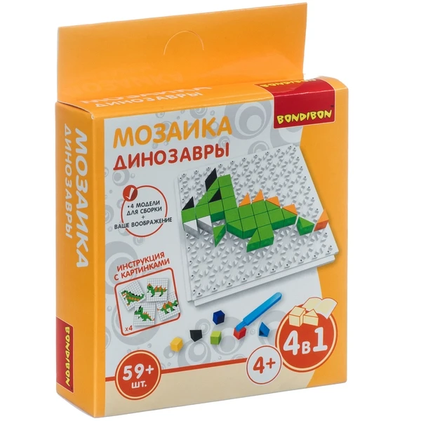 Логические, развивающие игры и игрушки Bondibon Мозаика  «ДИНОЗАВРЫ», 59 деталей