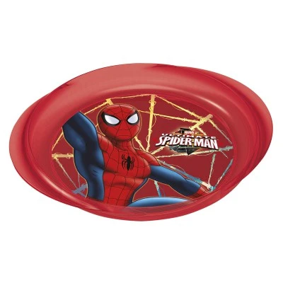 Тарелка пластиковая с ручками (для СВЧ). Человек-паук Красная паутина