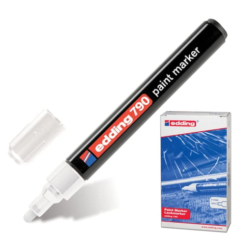 Маркер-краска лаковый EDDING "790", 2-4 мм, БЕЛЫЙ, круглый наконечник,