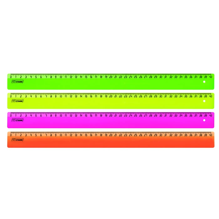 Линейка 40см  NEON Cristal  4цв.