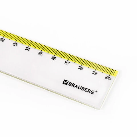 Линейка пластиковая 20 см BRAUBERG "FRESH ZONE", прозрачная, с желтой Линейка пластиковая 20 см BRAUBERG "FRESH ZONE", прозрачная, с желтой