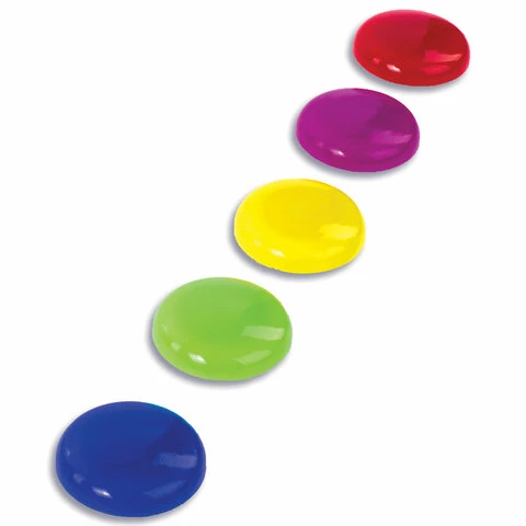 Магниты СРЕДНЕГО ДИАМЕТРА, 30 мм, НАБОР 5 штук, цвет АССОРТИ, в блистере, STAFF