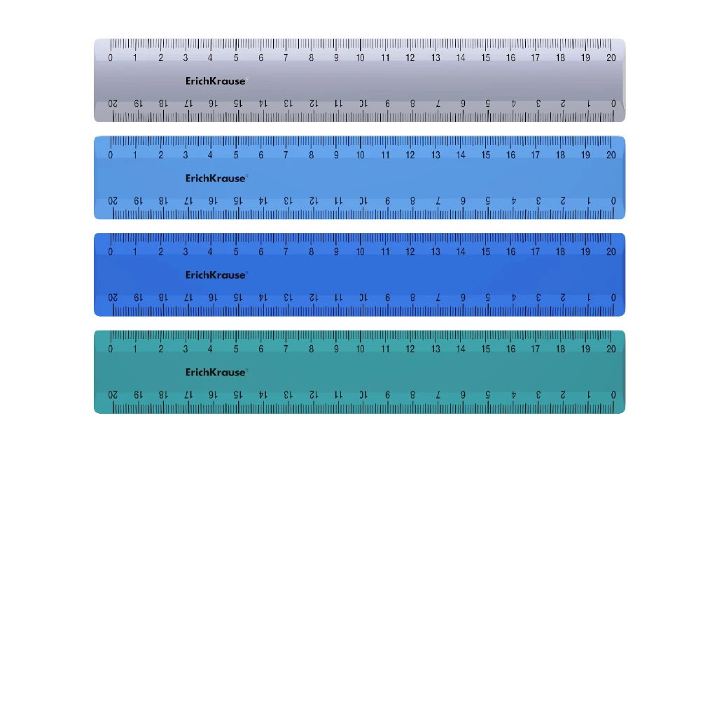 Линейка пластиковая ErichKrause® Ice Metallic, 20см, ассорти из 4 цветов, в