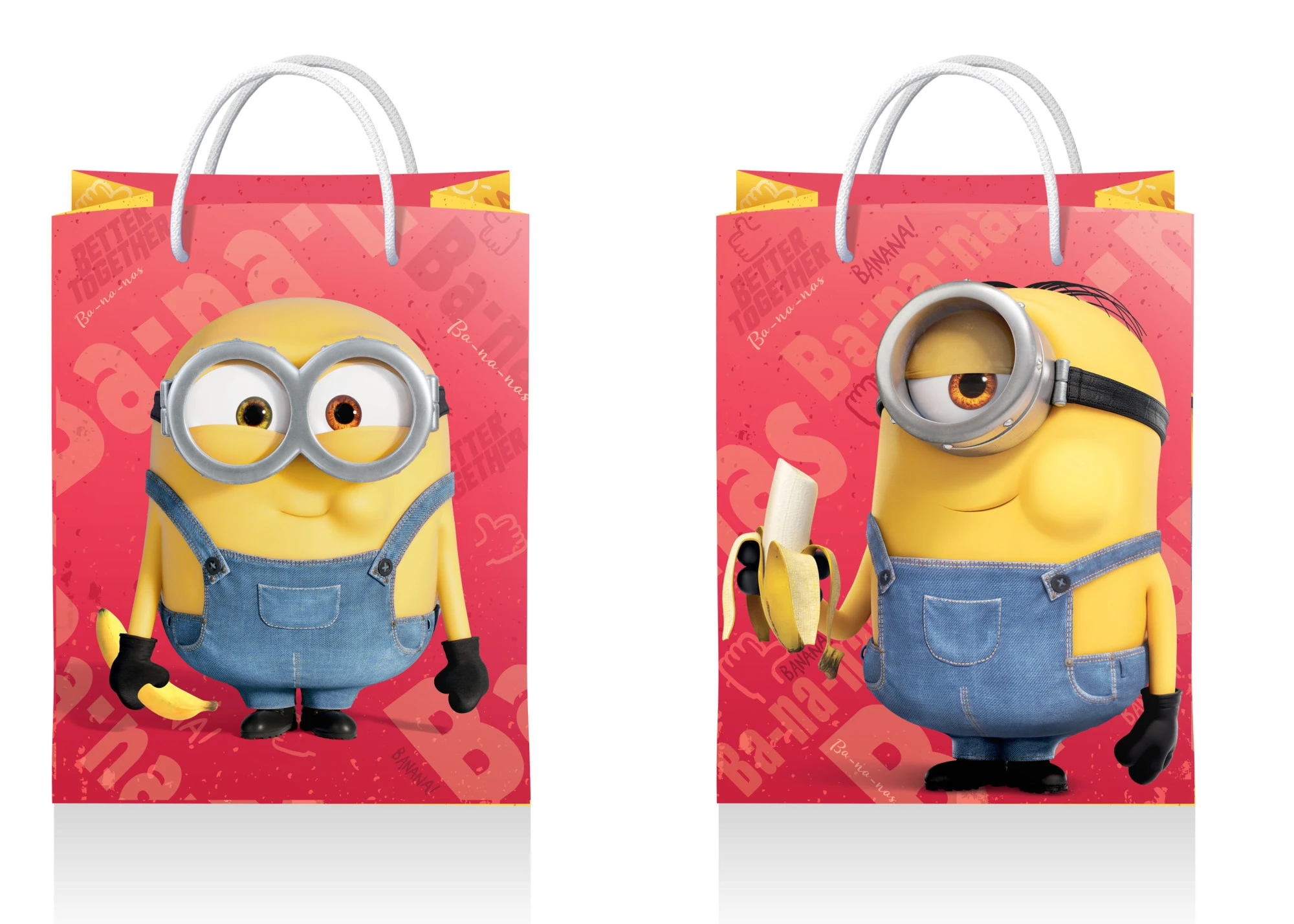 Minions 2. Пакет подарочный большой (желтый с красным), 220*310*100 мм. (3D