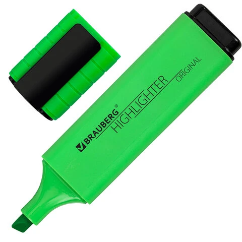 Текстовыделитель BRAUBERG "ORIGINAL NEON", ЗЕЛЕНЫЙ, линия письма 1-5