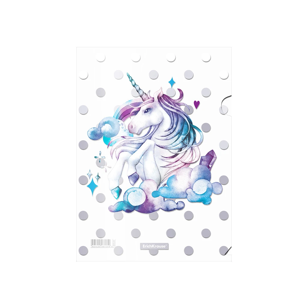 Папка-уголок пластиковая Erich Krause® Dream Unicorn, A4 (в пакете по 12 шт.)