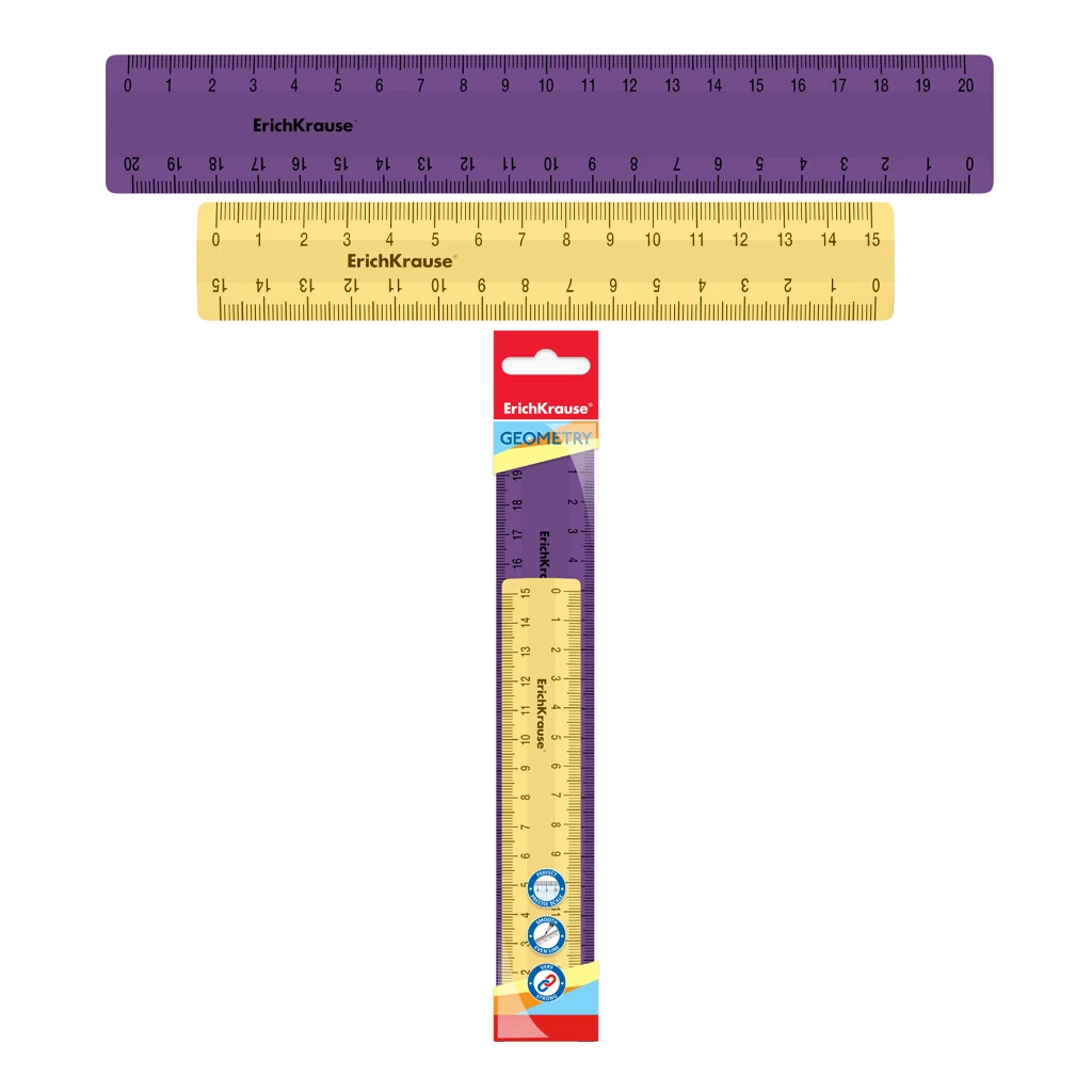 Набор из 2 пластиковых линеек ErichKrause® Iris (15см, 20см), ассорти из 2