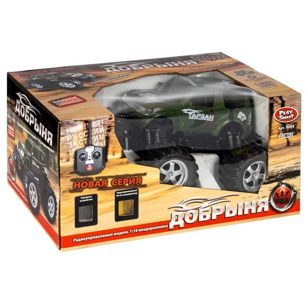 Машинка на радиоуправлении, Play Smart BOX 36х20х18 см, джип Добрыня, хаки