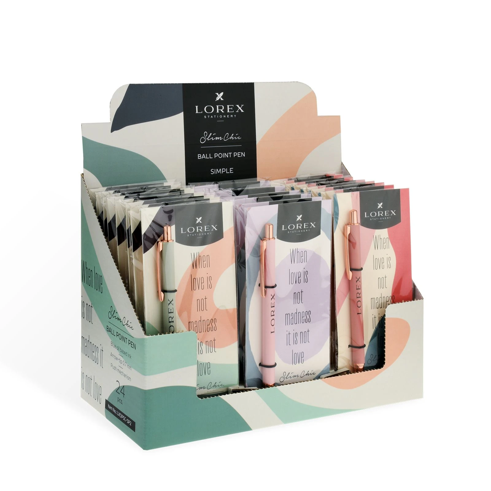 Ручка шариковая, автоматическая LOREX SIMPLE Slim Chic ассорти 0,7 мм.