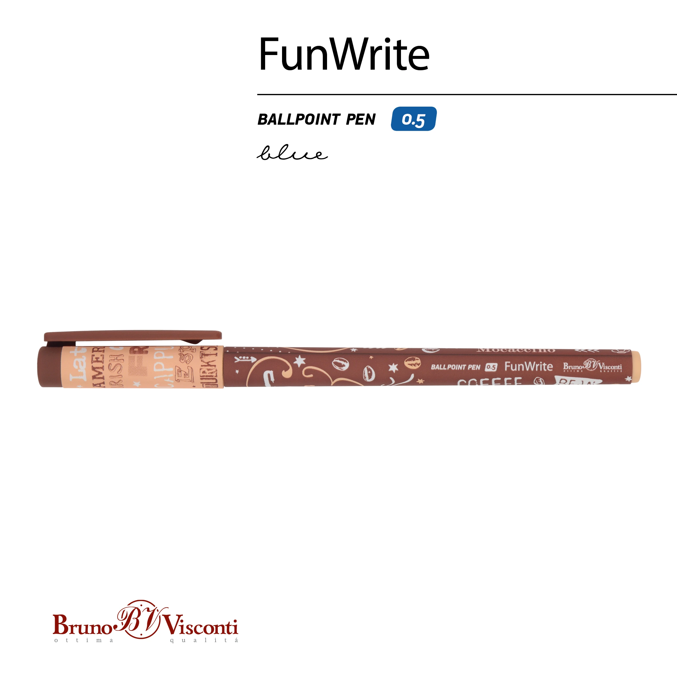 РУЧКА "FunWrite. Coffee Time. Латте" ШАРИКОВАЯ, 0.5 ММ, СИНЯЯ РУЧКА "FunWrite. Coffee Time. Латте" ШАРИКОВАЯ, 0.5 ММ, СИНЯЯ