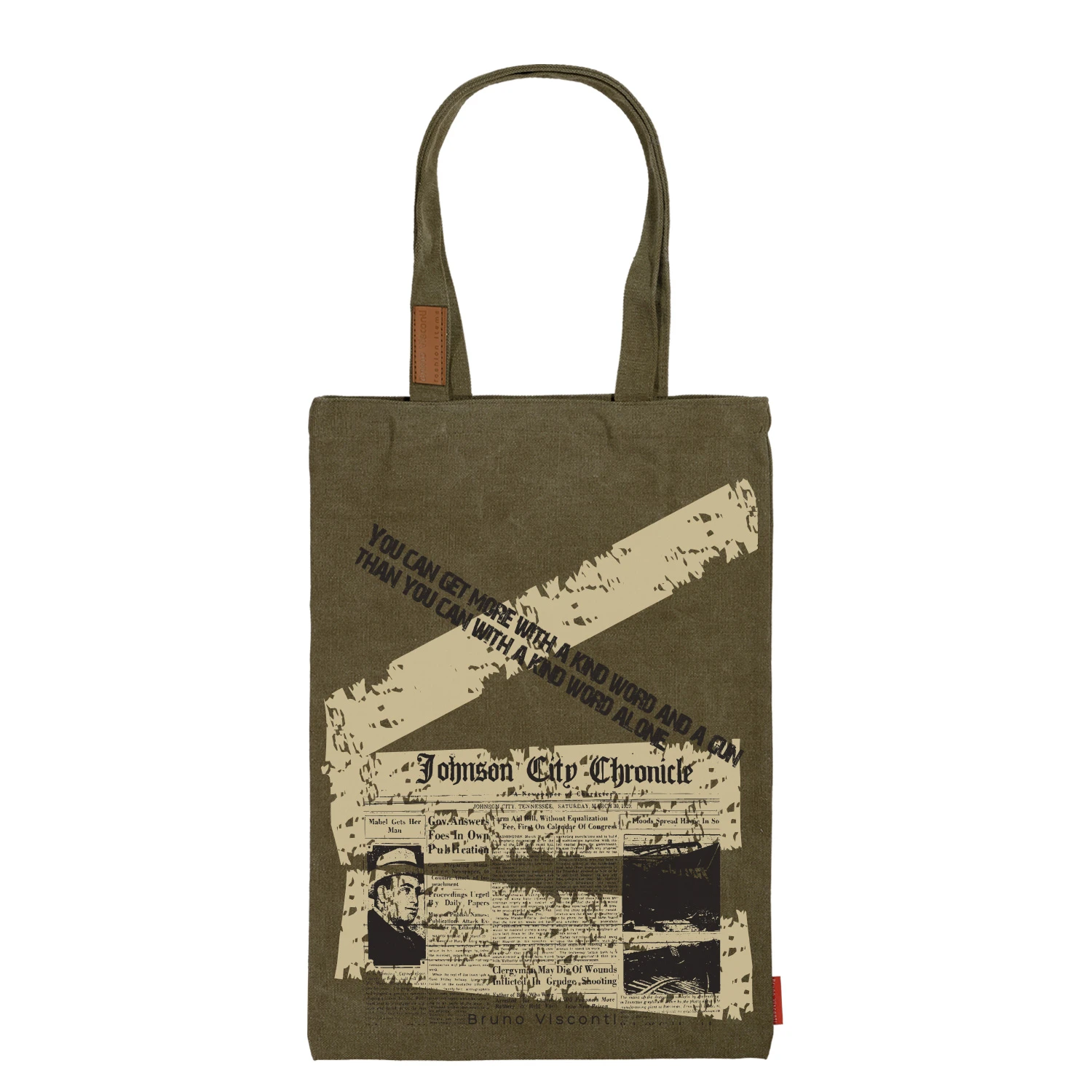 СУМКА-ШОППЕР С КАРМАНОМ, ЦВЕТ ХАКИ "ГАЗЕТНЫЕ ХРОНИКИ" 35x47 cm СУМКА-ШОППЕР С КАРМАНОМ, ЦВЕТ ХАКИ "ГАЗЕТНЫЕ ХРОНИКИ" 35x47 cm
