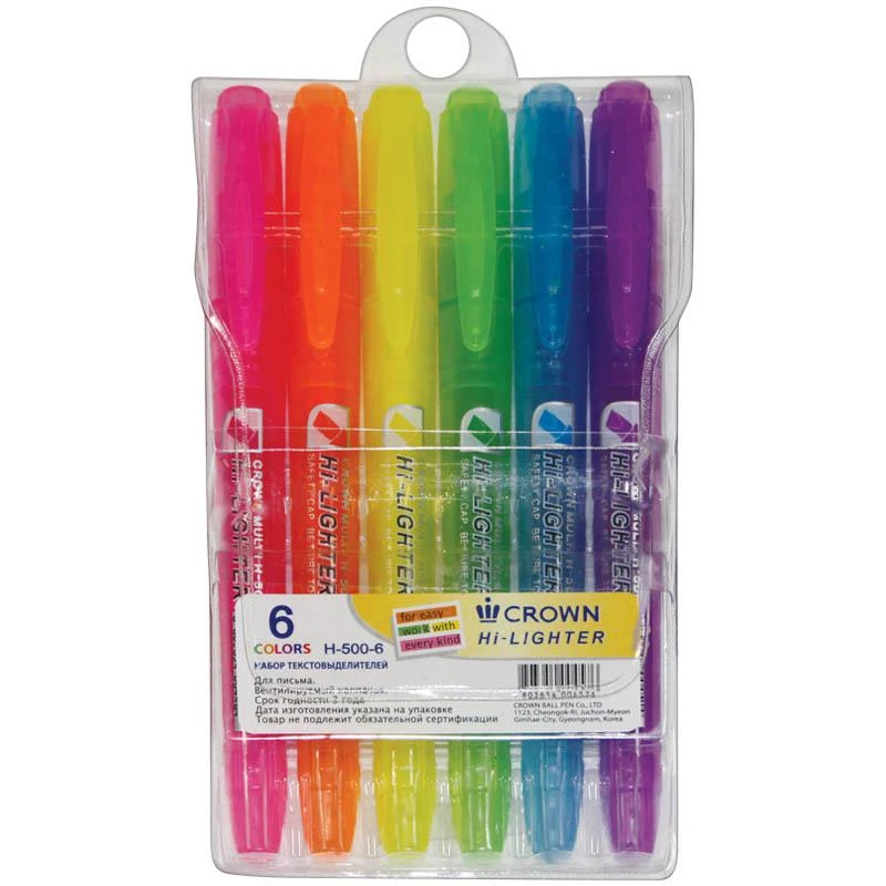 Набор текстовыделителей "H-500" 6цв., 1-4мм: H-500-6 штр.: Набор текстовыделителей "H-500" 6цв., 1-4мм: H-500-6 штр.: