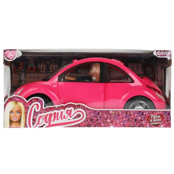 Кукла 29 см София, руки и ноги сгибаются, в комплекте машина, кор КАРАПУЗ