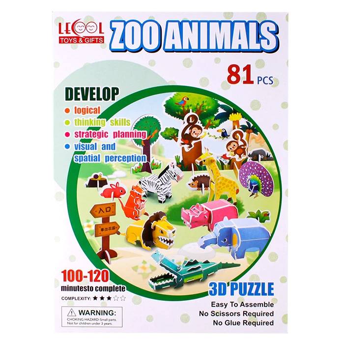 Пазл 3D "Zoo Animals" LK-8861 (81 элементов)