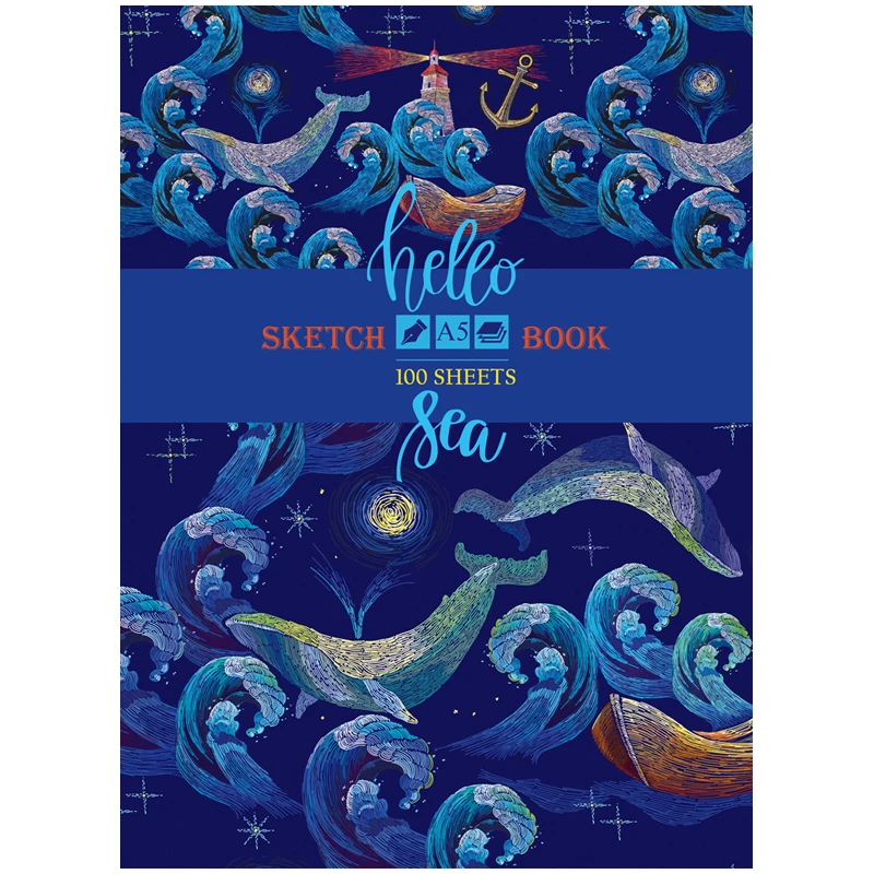 Скетчбук 100л. А5 7БЦ BG "Hello sea", матовая ламинация Скетчбук 100л. А5 7БЦ BG "Hello sea", матовая ламинация