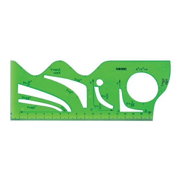 Линейка-трафарет ФУНКЦИЯ 17 см пластик тониров. зелен.: РЛФ01 штр.: