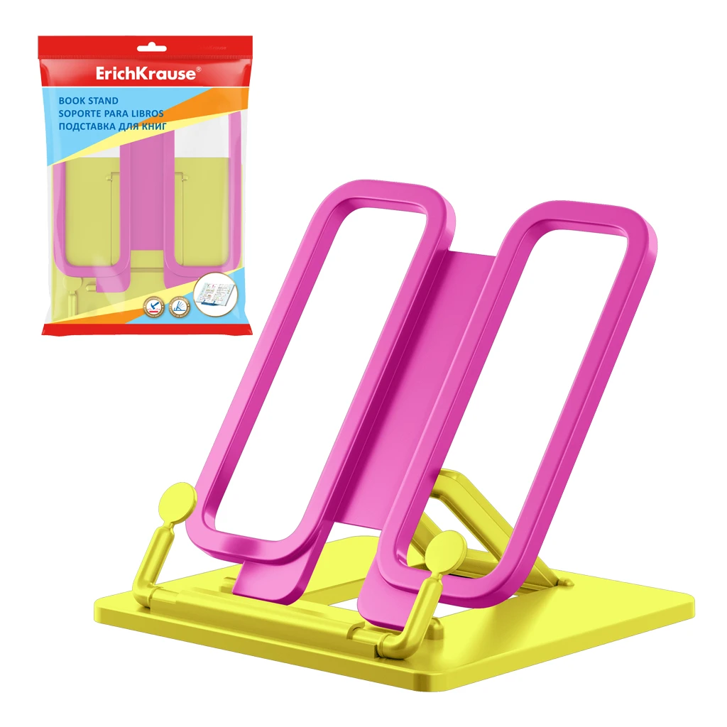 Подставка для книг пластиковая ErichKrause® Base, Neon Solid, желтая с розовым Подставка для книг пластиковая ErichKrause® Base, Neon Solid, желтая с розовым