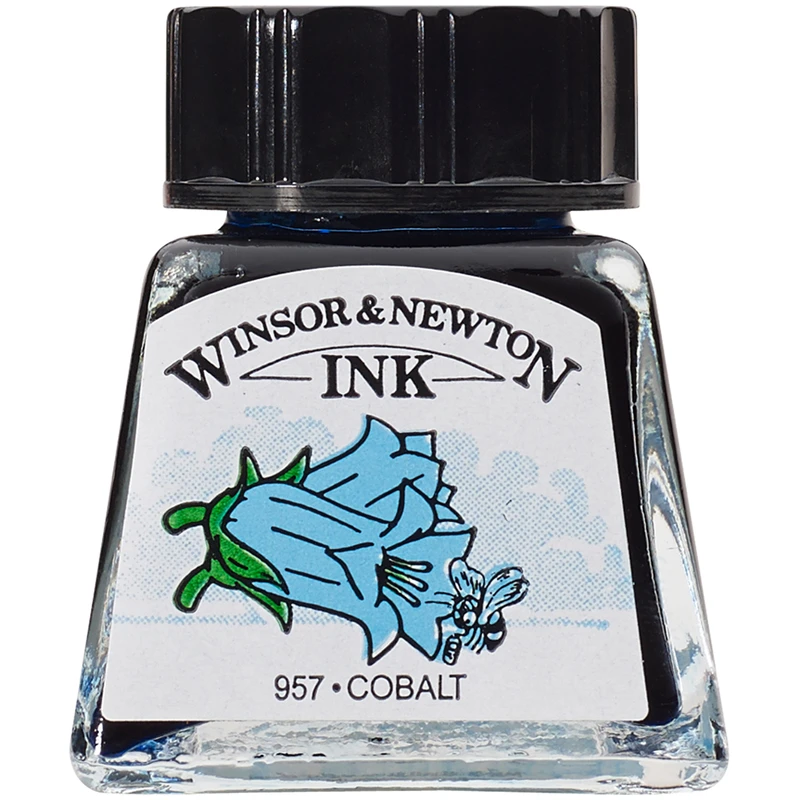 Тушь Winsor&Newton для рисования, кобальт, флакон c пипеткой 14мл Тушь Winsor&Newton для рисования, кобальт, флакон c пипеткой 14мл