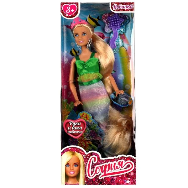 Кукла 29 см София, руки и ноги сгиб, русалка, акс, коробка. КАРАПУЗ