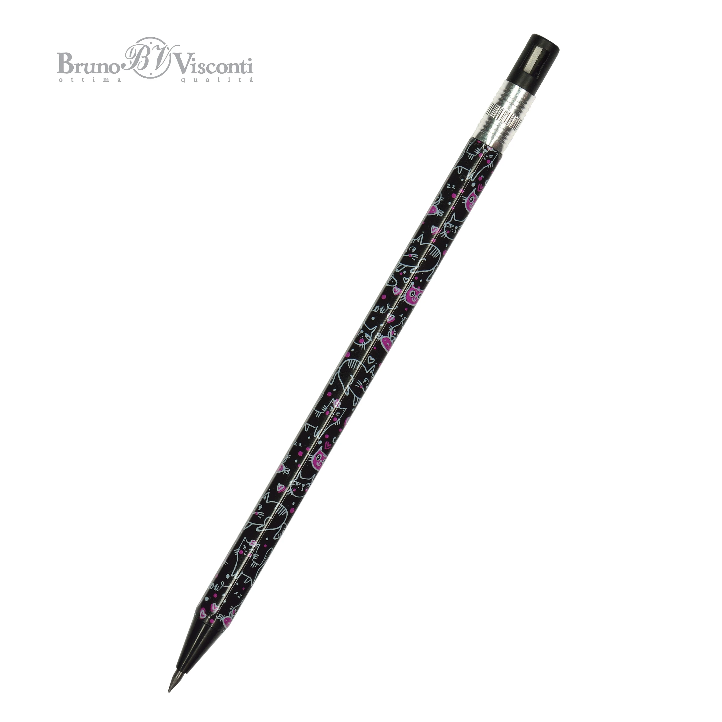 КАРАНДАШ МЕХАНИЧЕСКИЙ ЦАНГОВЫЙ С ТОЧИЛКОЙ "FunGraphix. Черные котята"