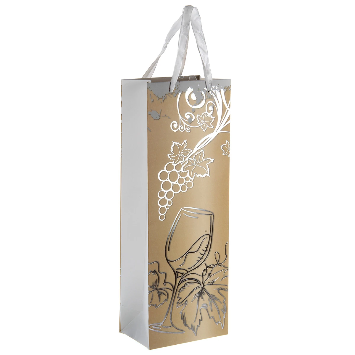 Подарочный пакет бутылка 13x36x8,5 см, матовая ламинация с фольгой