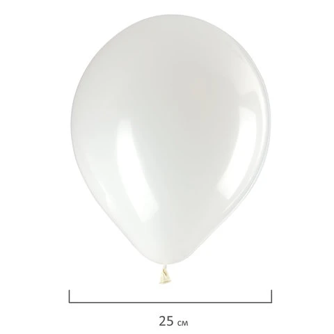 Шары воздушные ЗОЛОТАЯ СКАЗКА, 10" (25 см), КОМПЛЕКТ 50 штук, белые, пакет,