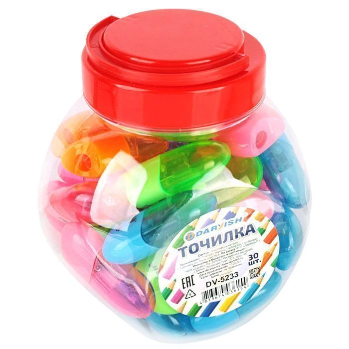Точилка пластиковая "Darvish" ассорти с контейнером Точилка пластиковая "Darvish" ассорти с контейнером