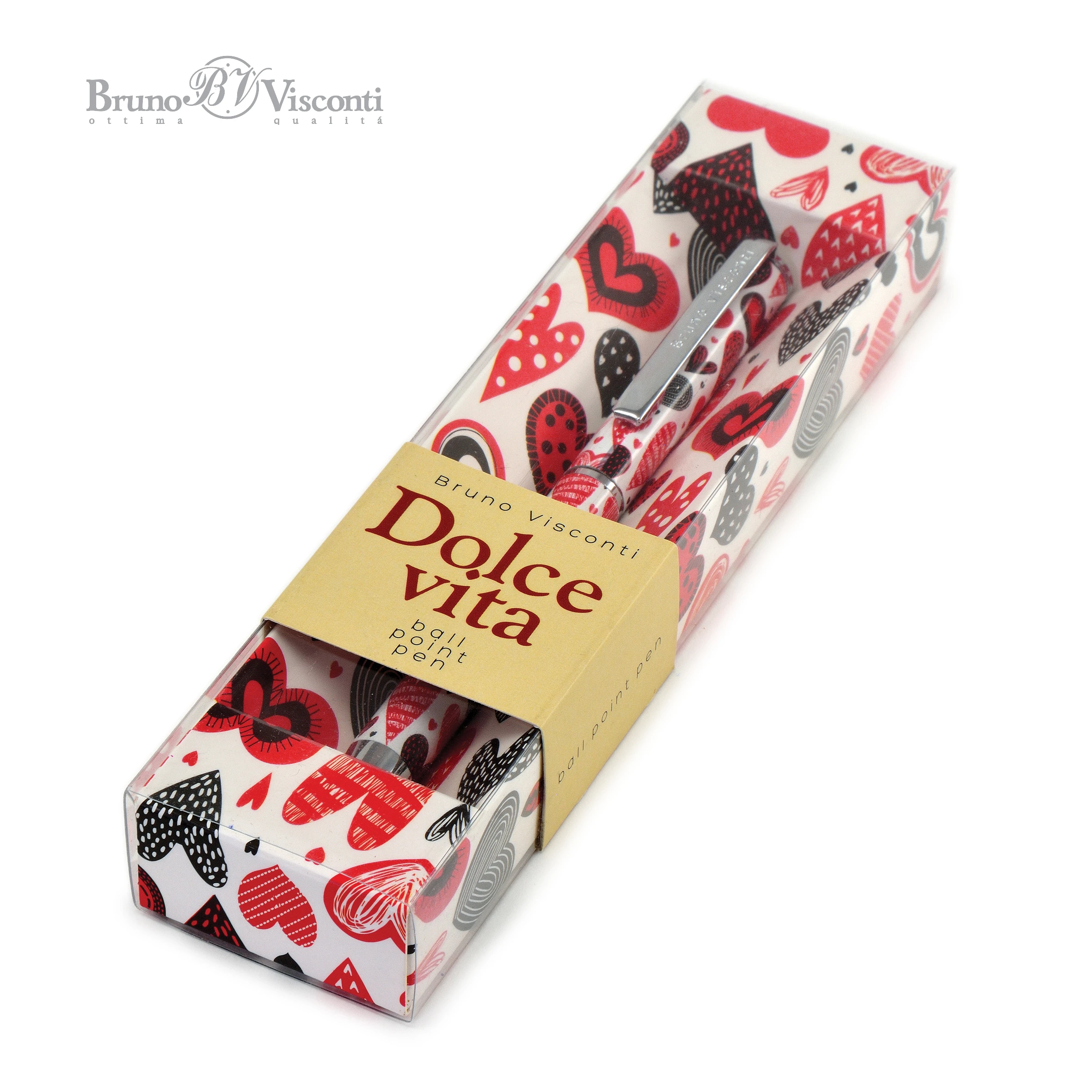 РУЧКА "DOLCE VITA. Сердечки.Фантазия" ШАРИКОВАЯ, МЕТАЛЛИЧЕСКИЙ КОРПУС,