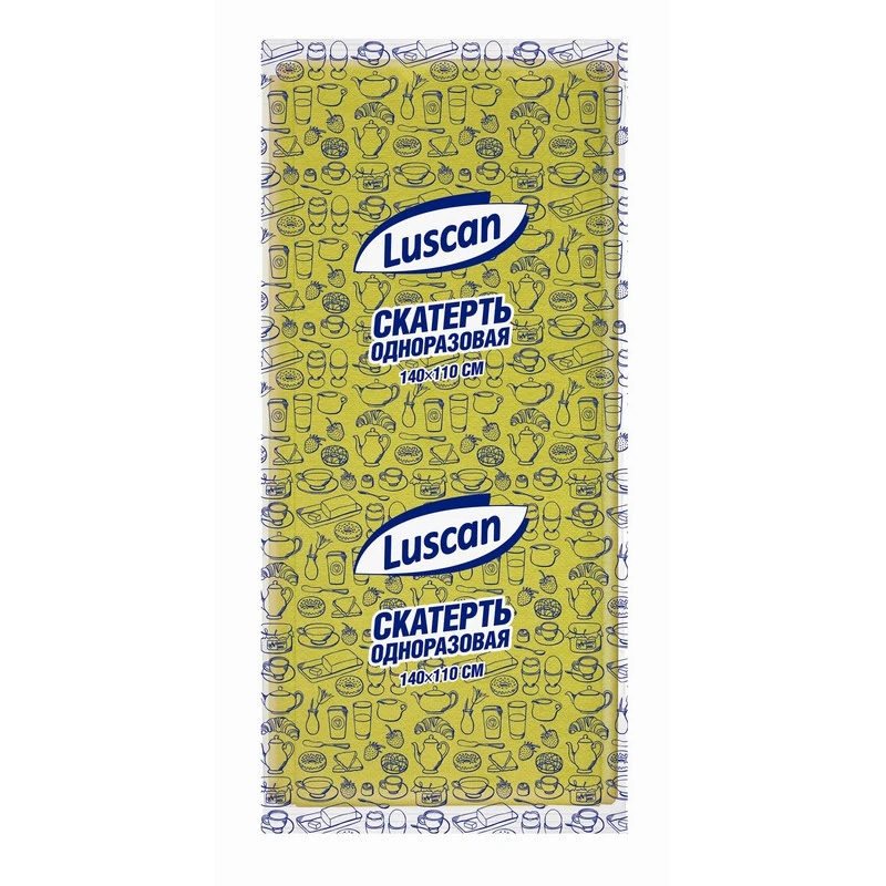 Скатерть одноразовая Luscan, 110х140см, желтая штр.  4630012886093
