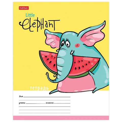 Тетрадь 12 л. HATBER клетка, обложка картон, "Little Elephant" (5 Тетрадь 12 л. HATBER клетка, обложка картон, "Little Elephant" (5