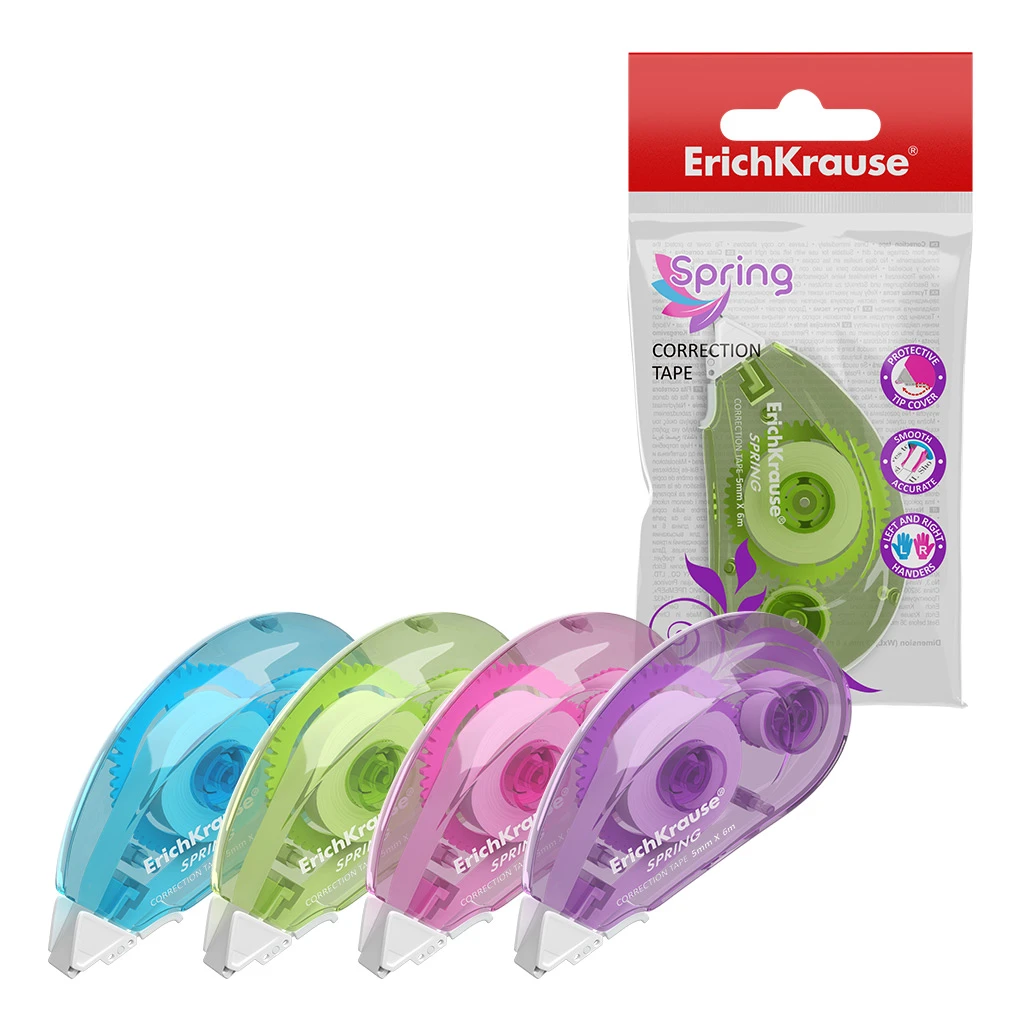 Корректирующая лента ErichKrause® Spring, 5мм х 6м (в пакете по 1 шт.) Корректирующая лента ErichKrause® Spring, 5мм х 6м (в пакете по 1 шт.)