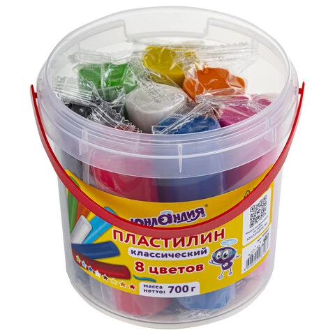 Пластилин в ведерке ЮНЛАНДИЯ, 8 цветов, 700 г, ВЫСШЕЕ КАЧЕСТВО, 105862 Пластилин в ведерке ЮНЛАНДИЯ, 8 цветов, 700 г, ВЫСШЕЕ КАЧЕСТВО, 105862