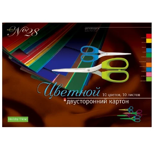 НАБОР № 28 ЦВ.КАРТ. ДВУСТОРОННИЙ Ф.А3 10Л.10 ЦВ. ВИД-1
