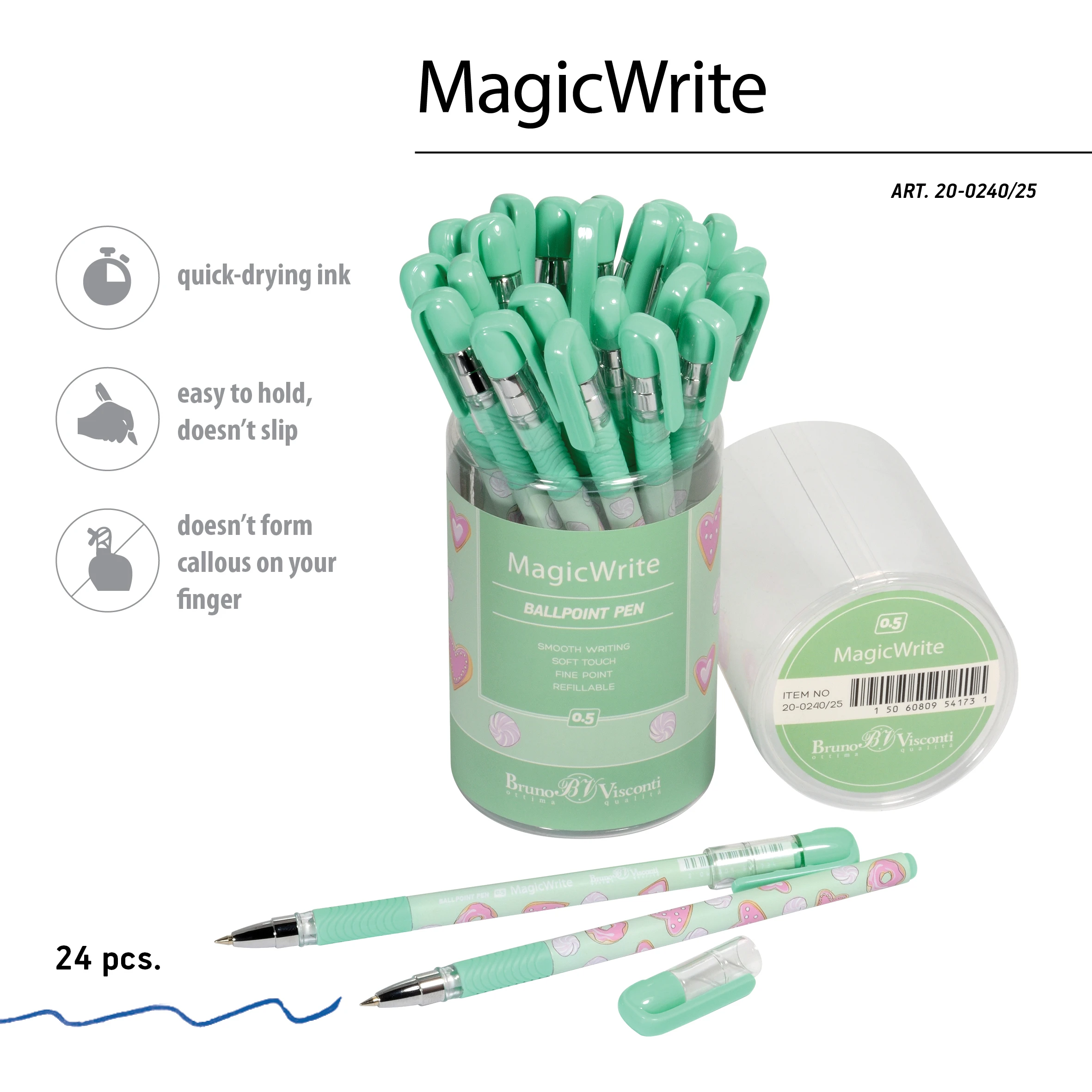 РУЧКА "MagicWrite. Сладкое настроение. Сердечки" ШАРИКОВАЯ, 0.5 ММ, РУЧКА "MagicWrite. Сладкое настроение. Сердечки" ШАРИКОВАЯ, 0.5 ММ,
