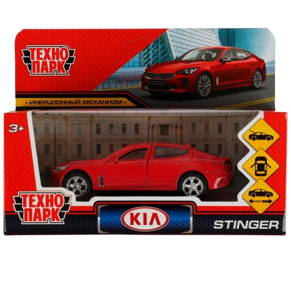 Машина металл KIA STINGER длина 12 см, двери, багажник, инерция, красный,