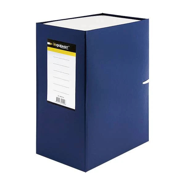 Короб архивный inФОРМАТ А4 синий бумвинил 140 мм сборный ВА91140В