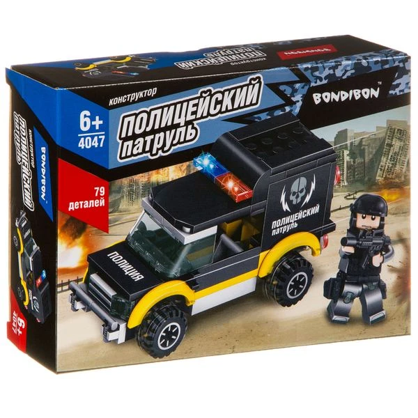 Конструктор Bondibon, Полицейский Патруль, Машина, 79 дет. ВВ4047 Конструктор Bondibon, Полицейский Патруль, Машина, 79 дет. ВВ4047