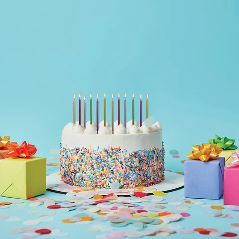 Набор свечей для торта 12 шт., 10 см, с держ., металлик ассорти, ЗОЛОТАЯ СКАЗКА,