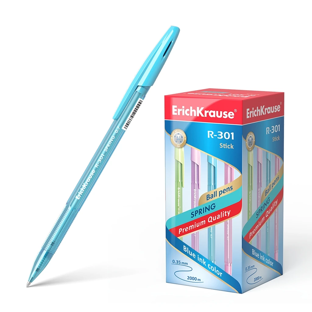 Ручка шариковая ErichKrause® R-301 Spring Stick 0.7, цвет чернил синий (в Ручка шариковая ErichKrause® R-301 Spring Stick 0.7, цвет чернил синий (в
