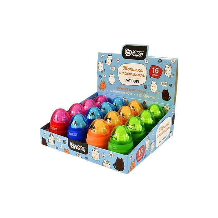 Точилка CAT SOFT и эффектом soft touch с ластиком Точилка CAT SOFT и эффектом soft touch с ластиком
