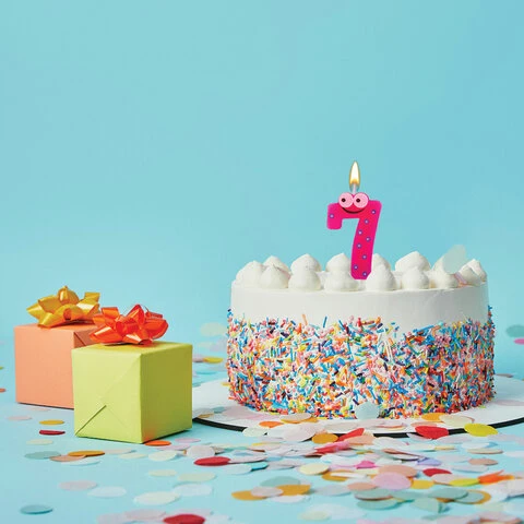 Свеча-цифра для торта "7" "С глазками", 6 см, ЗОЛОТАЯ